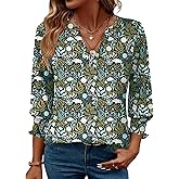 LOMON Women's 2026 Fashion Tops 3/4 Length Sleeve Business Casual Blouses Summer Tees Shirts S-4X