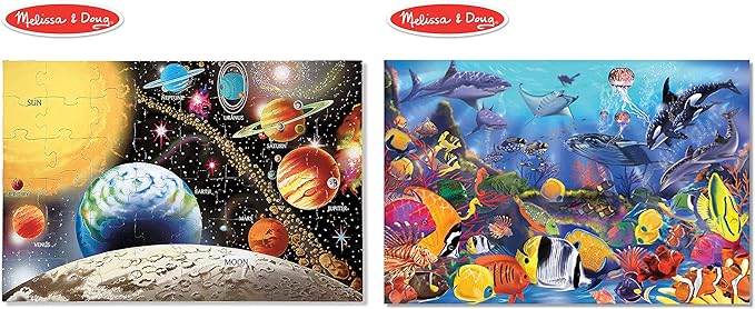 Melissa & Doug Solar System Floor Puzzle & Underwater Floor Puzzle Combo