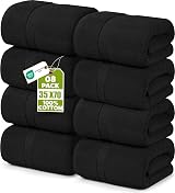 Utopia Towels Premium Jumbo Bath Sheet 90 x 180 cm 8 Pack Black