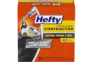 Hefty Load & Carry Heavy Duty Contractor Large Trash Bags, 42 Gallon, 26 Count