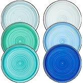 vancasso Bonita 8.5 inch Salad Plates, Ceramic Small Dinner Plates Set, Dessert Plates Set of 6, Microwave,Oven and Dishwasher Safe, Blue