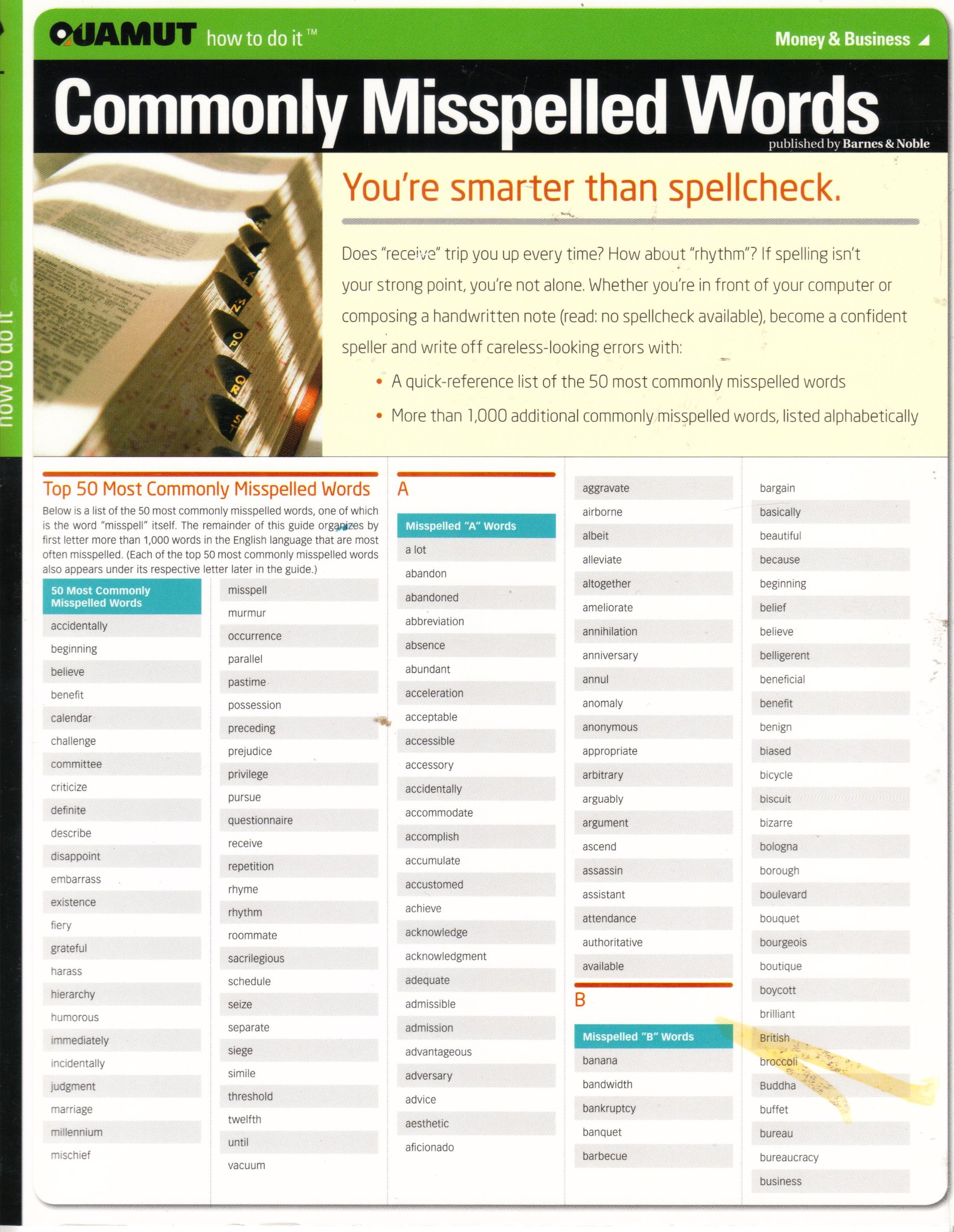 Commonly Misspelled Words Quamut 9781411407558 Amazon Com Books