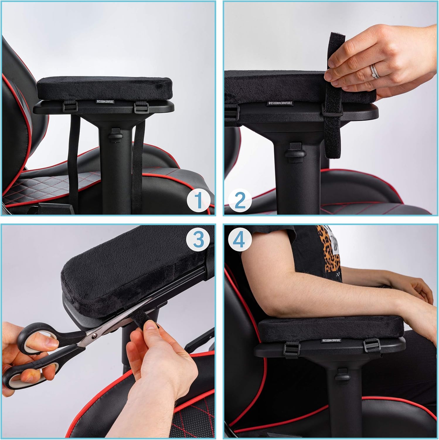 WESTERN COMFORT Thick Armrest Pads - Office Chair Elbow Support - Arm Rest Covering Pillow for Desk or Gaming Chair - Premium Firm Ergonomic Foam Cushion - Set of 2 : Office Products
