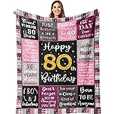 Amonee-YL 80th Birthday Gifts for Women, 80th Birthday Blanket 50"X60", Best Gifts for 80 Year Old, 80th Birthday Decorations, 80 Years Old Birthday Gifts for Women, Birthday Gifts for 80 Years Old