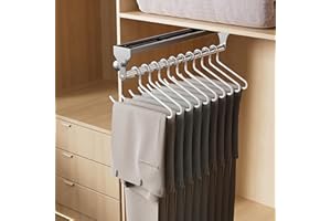 CICUFY Pull Out Closet Valet Rod, Heavy Duty Adjustable Closet Rod, 13.7inch Telescopic Pant Rack, Space Aluminum Clothes Hanger Rail, Closet Storage Organizer for Trousers Clothes Gray