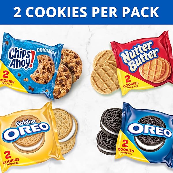 OREO ORIGINAL, OREO GOLDEN, CHIPS AHOY! & NUTTER BUTTER COOKIE SNACKS VARIETY PACK, SCHOOL SNACKS, 56 SNACK PACKS (2 COOKIES PER PACK)