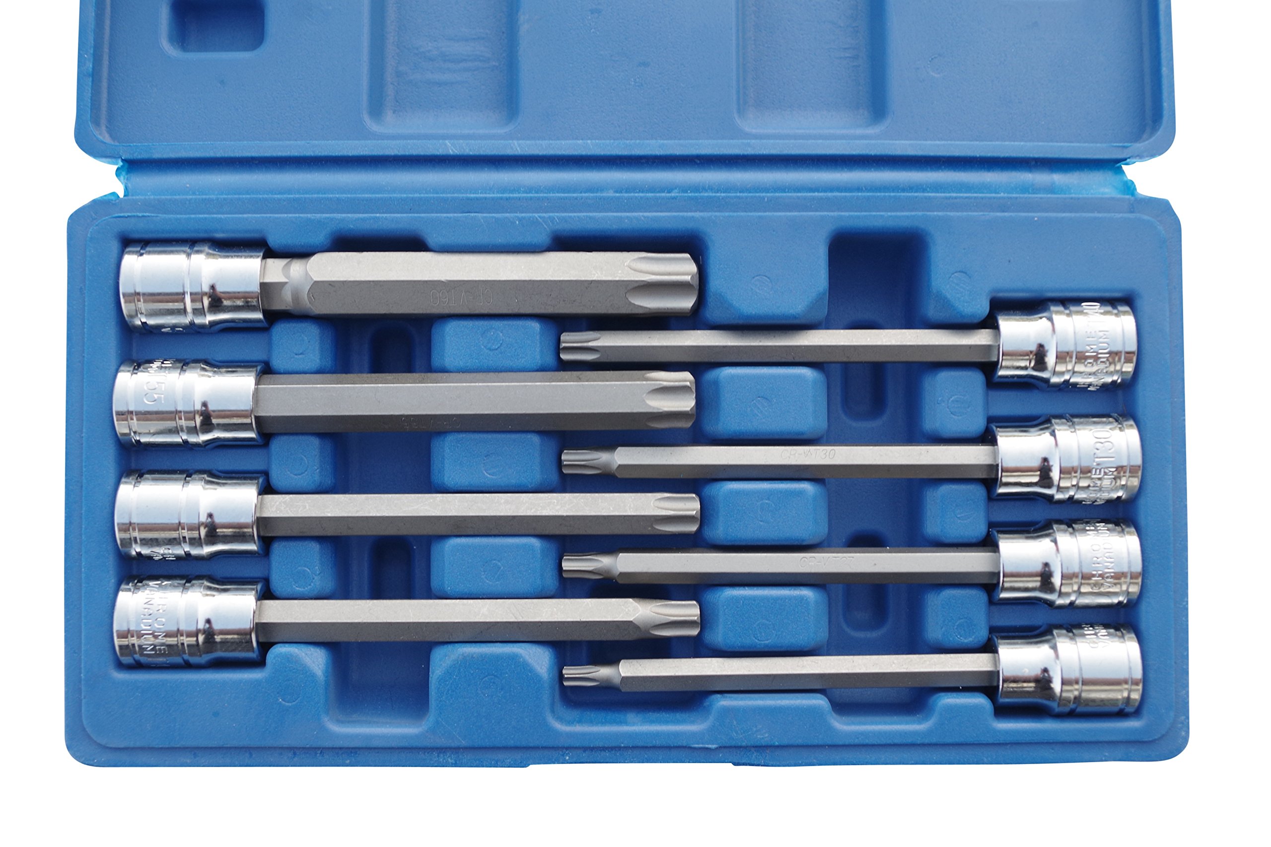 US Pro 8pc 3/8" Dr Cr-V Torx Bit Sockets T25 - T60 110mm Garages Mechanics 3303