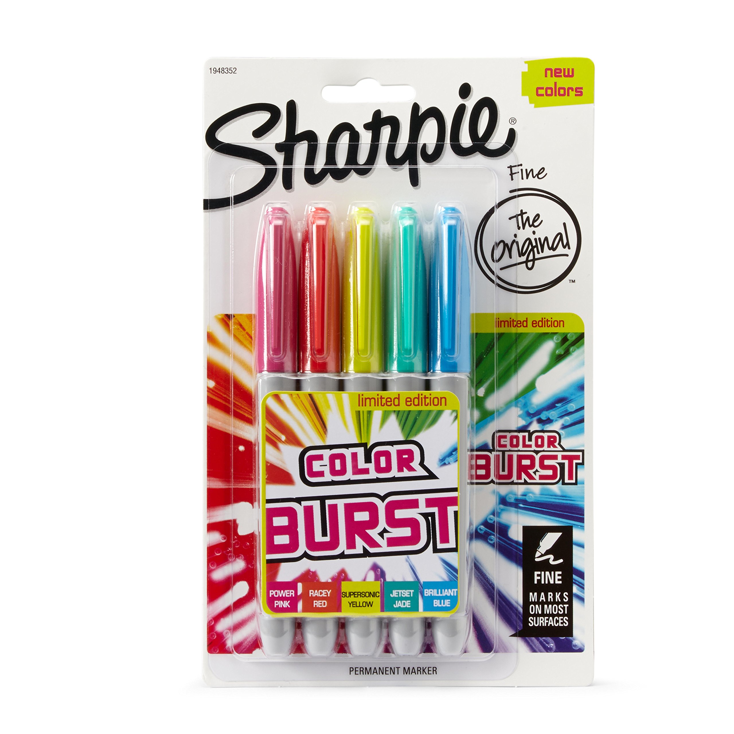 Sharpie Permanent Markers | Fine Point | Colour Burst | 5 Count