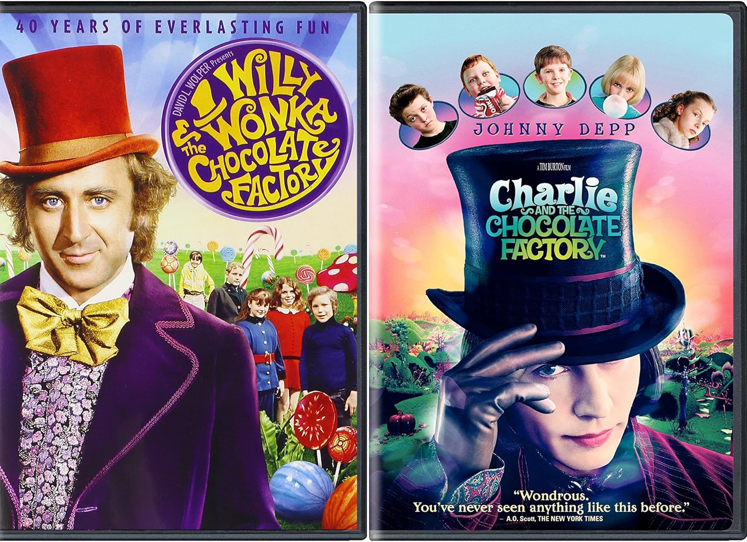 Willy Wonka The Chocolate Factory Original Charlie The Chocolate Factory Tim Burton Johnny Depp Fantasy Double Feature Set Amazon Co Uk Dvd Blu Ray