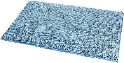 AmazonBasics Anti-Slip Microfiber Bathroom Mat - Lake Blue - 21 x 34