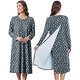 Deyeek Hospital Gowns for Women Post Shoulder Surgery Open Back Adaptive clothing lounge dress for Patients&Seniors Nightgown