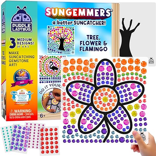 Sungemmers DIY Window Art Craft Kit for Kids - No-Mess Suncatcher Gem Activity for Girls Age 5-10, Complete Peel & Stick Art Set, Ideal Birthday Gift for Girls, Arts and Crafts for Kids