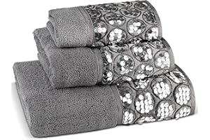 Zahari Home Sinatra 3 Piece Bathroom Towel Set Bath Towel Hand Towel Wash Cloth Absorbent, Silver