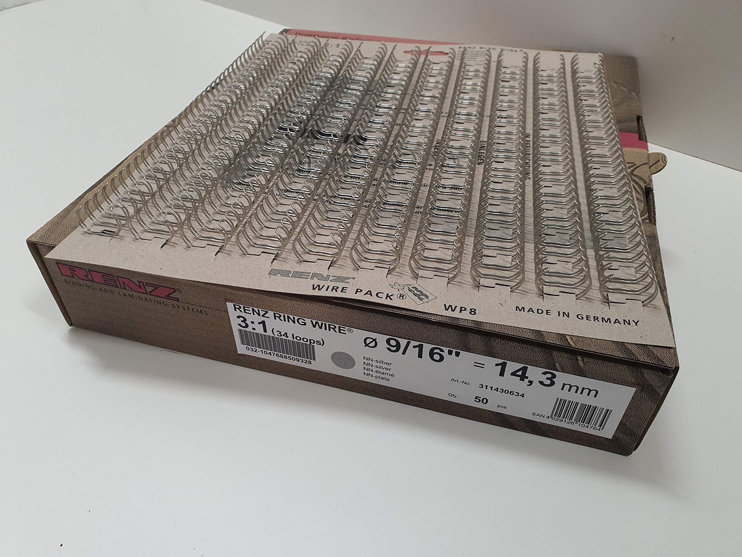 Renz 310690934 6.9 mm Ring Wire Cut Element - Silver. 3:1 Pitch. A4. 100 Wires per Box.