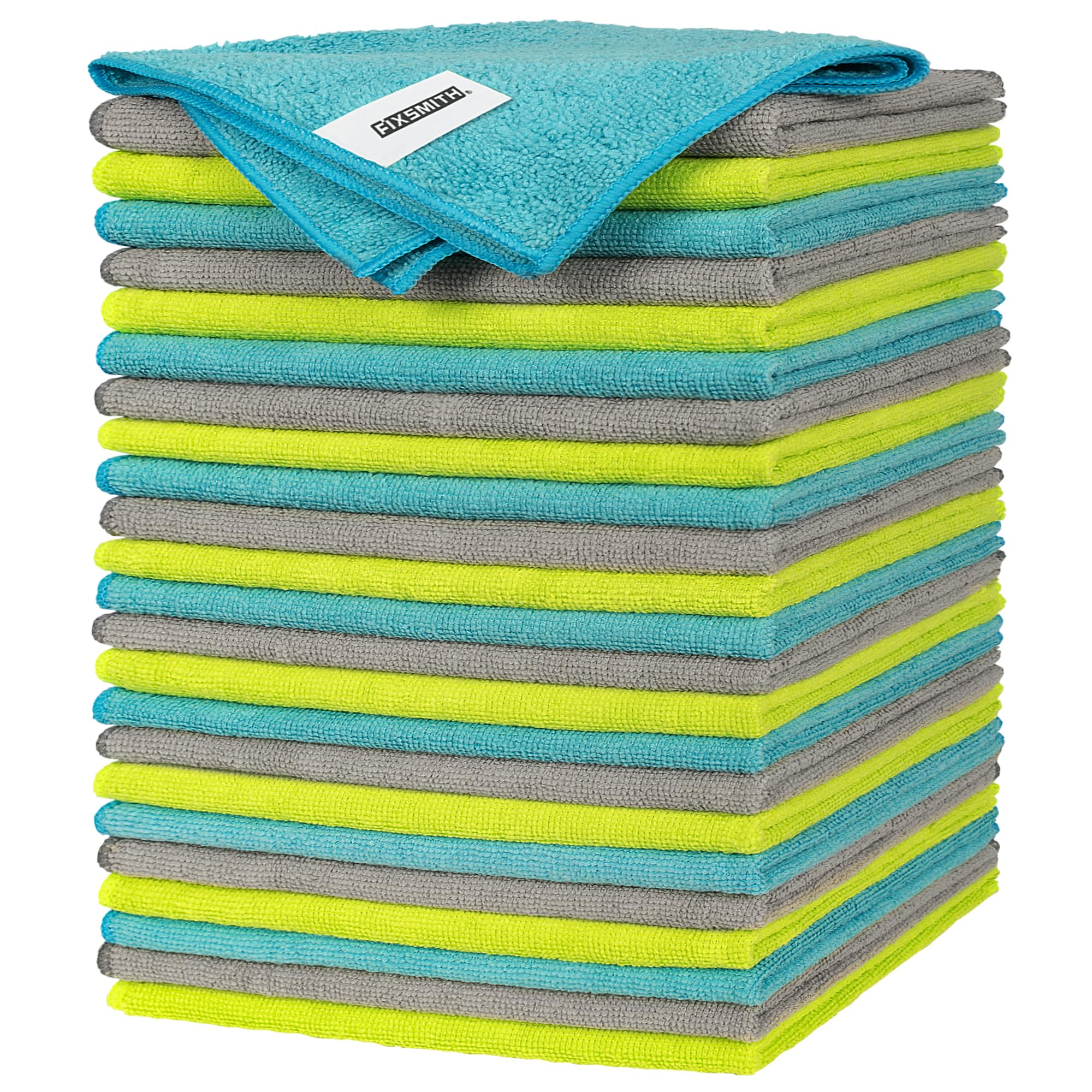 FIXSMITH Microfibre Cleaning Cloth - Pack of 24, Multi-Functional Cleaning Towels, Size: 12 x 16 in, Highly Absorbent Cleaning Rags, Lint-Free, Streak-Free Cleaning Cloths for Car Kitchen Home Office