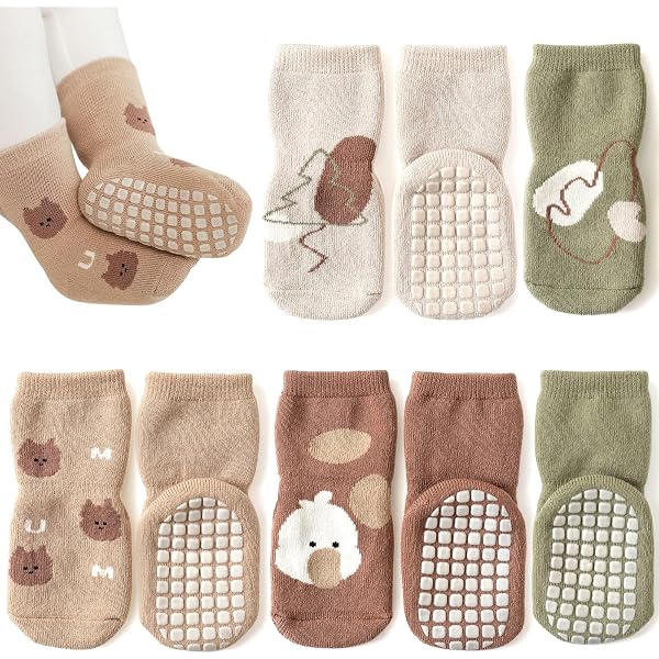 Lot De 4 Paires Chaussettes Antidérapantes Bébé Noël - Épaisses Chaudes Coton Peigné Unisexe
