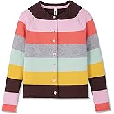 BOBOYOYO Girls Cute Cardigan 100% Cotton Rainbow Kids Cardigan Sweater Button up Striped Knit Cardigan Children for 5-12 Y