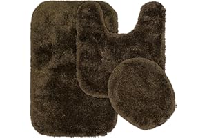 Garland Rug 3-Piece Finest Luxury Ultra Plush Washable Nylon Bathroom Rug Set, Chocolate