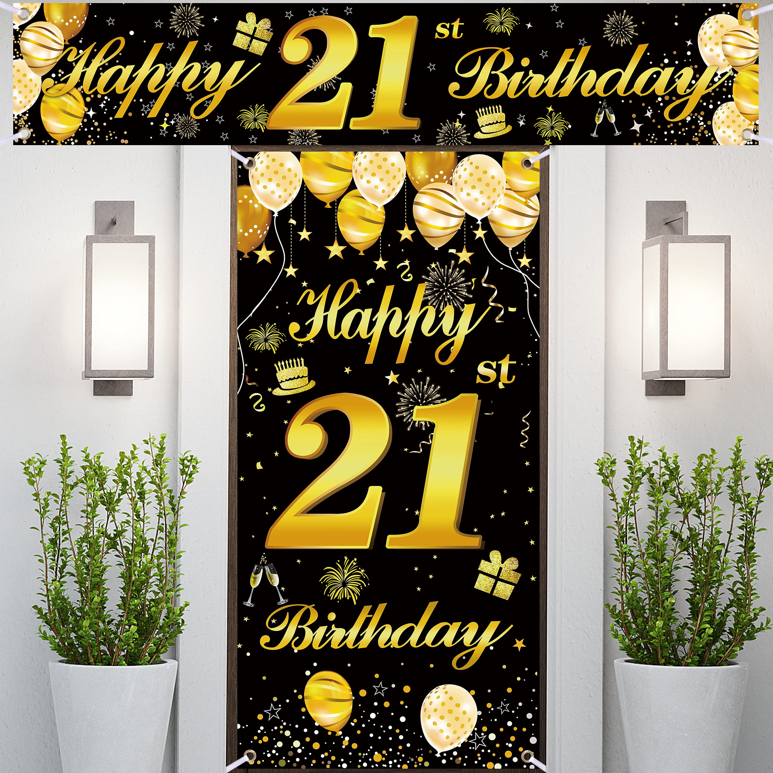 21st Happy Birthday Door Banner IMISI Birthday Decorations Birthday Backdrop Decorations for a Party