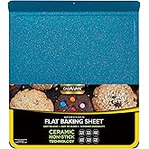 casaWare Large Flat Baking Cookie Sheet, 12.5 x 14-inch with a 1.5-inch Handle, Ceramic Non-Stick Coating (Blue Granite)