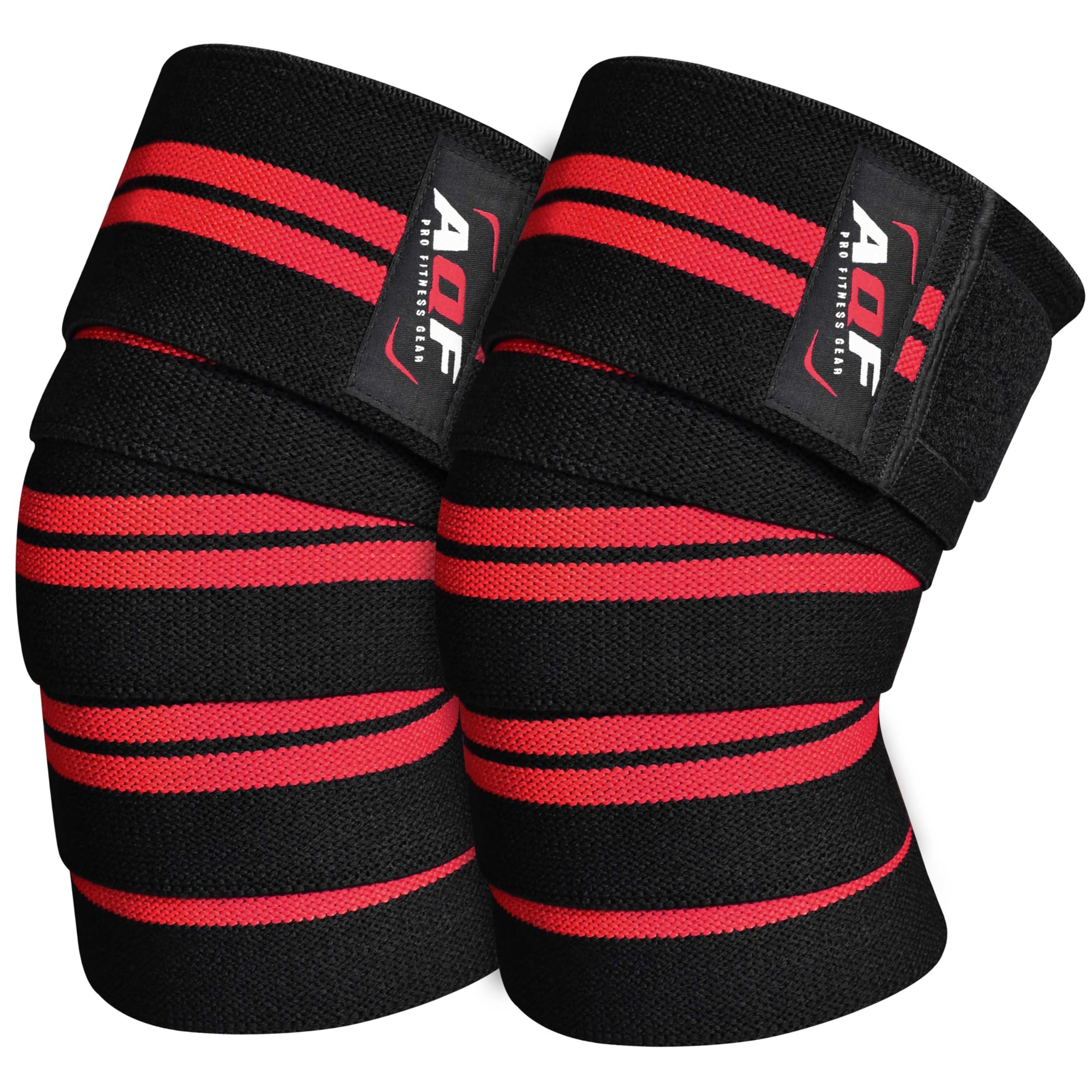 AQF Knee Wraps Weight Lifting Bandage IPL and USPA Approved Gym Knee Support- Heavy Duty Elasticated Support Straps Guard Powerlifting, Squatting