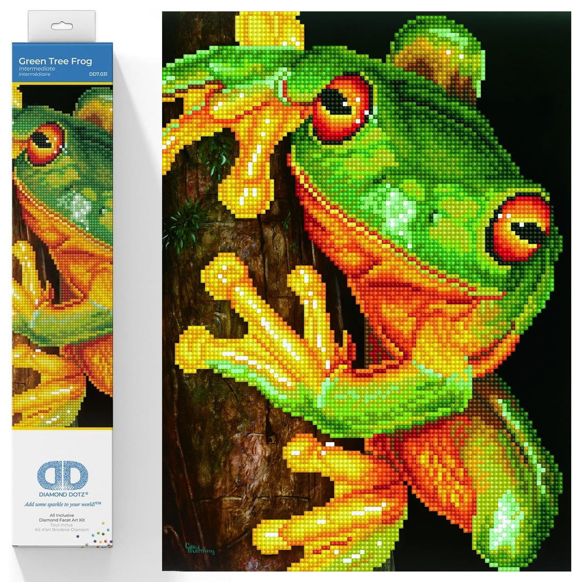 Diamond Dotz Painting Kit: Intermediate, DD7, Green Tree Frog, 27 x 37cm