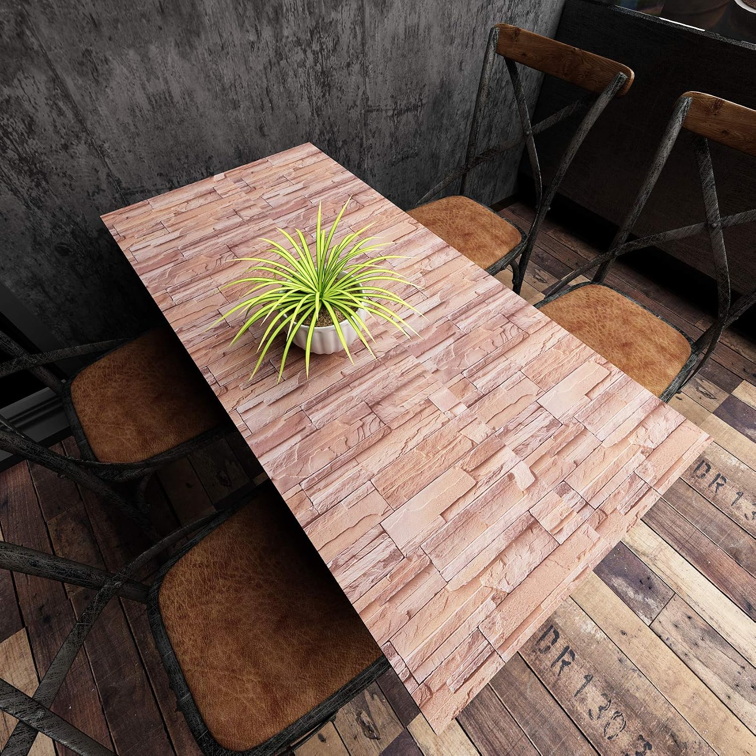 VEELIKE 40cm x 300cm Brick Effect Wallpaper Waterproof Self Adhesive Vinyl Stone Kitchen Contact Paper Backsplash Oilproof Washable for Living Room Bedroom Worktop Countertop Easy to Clean Removable - Image 5
