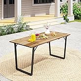 Outsunny Wooden Outdoor Dining Table for 6, 69" x 32" Rectangular Patio Dining Table with 2" Umbrella Hole, Slatted Tabletop,