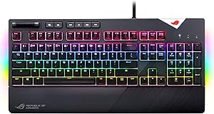 ASUS ROG Strix Flare (Cherry MX Red) Aura Sync RGB Mechanical Gaming Keyboard with Switches, Customizable Badge, USB Pass Through and Media Controls