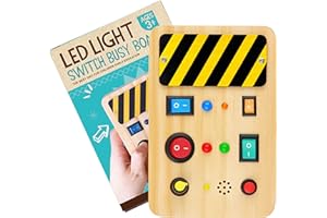 Cieyan Toddler Toys Busy Board, Sensory Toys for Toddlers Montessori Toys, Wooden Toys Travel Toys with Light Up LED Buttons and Sound, Toddler Gifts Baby Gifts for Boys Girls
