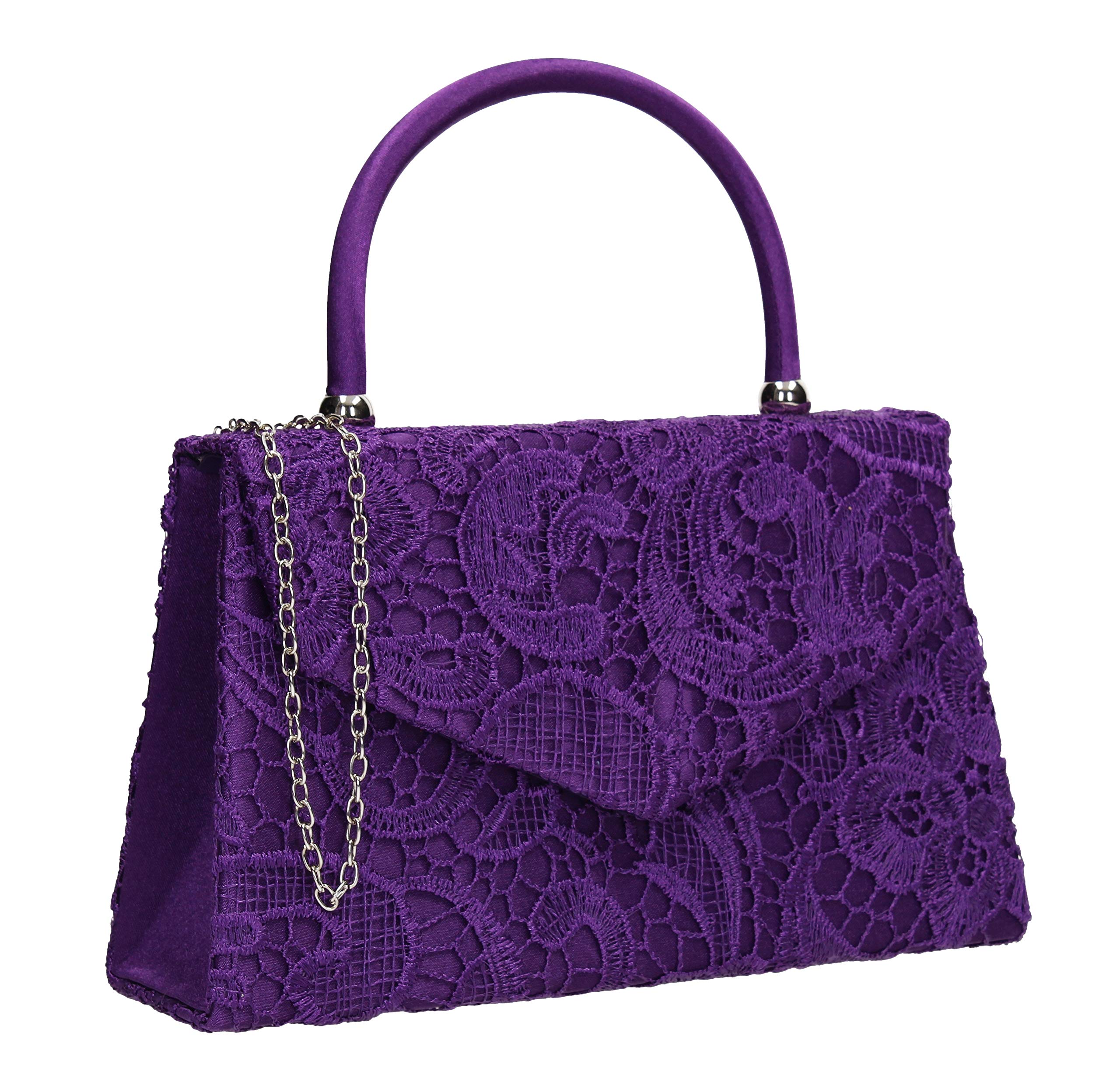 SWANKYSWANS Womens Kendall Lace Smart Elegant Clutch Purple