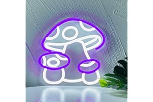 JOSEBRU Mushroom Neon Sign Dimmable LED Neon Light Wall Art for Kids Room Decor Bedroom Wall Sign USB Operated Mushroom Lamp Light Up Sign Teen Room Decor Game Room Purple