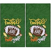JarThenaAMCS 2Pcs Fall Football Leaves Hand Towels Embroidered Cotton Bathroom Towel Absorbent Bath Towel for Autumn Thanksgiving Harvest Hand Drying Cleaning Cooking, 29.5 x 13.7 Inch