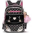 AO ALI VICTORY Backpack for Girls, Waterproof Kids Backpacks School Bag Toddler Bookbags Cute Travel Daypack (Large, A-Black)