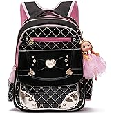 AO ALI VICTORY Backpack for Girls, Waterproof Kids Backpacks School Bag Toddler Bookbags Cute Travel Daypack (Small, A-Black)