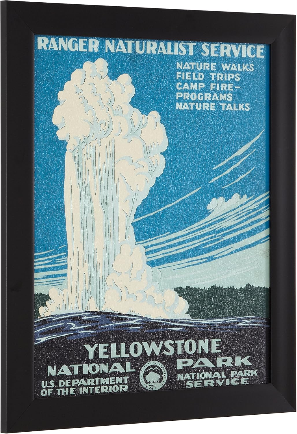 Amazon Com Amazon Brand Rivet Vintage U S Parks Old Faithful Geyser Print Black Barnwood Frame 19 X 23 Posters Prints