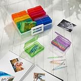 MATANA Multi-Coloured 6x4 Photo Storage Boxes 16 Cases & Labels view 3