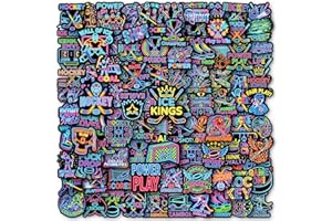 100PCS Holographic Neon Ice Hockey Stickers for Water Bottles, Hockey Party Favors Birthday Decorations Vinyl Waterproof Stic