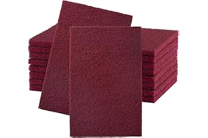 SANDPROX 6" x 9" Maroon General Purpose Scuff Pads,10 Pack Abrasive Pads for Automotive Cleaning Surface Preparation,320 Grit,Scotch Abrasive Brite Pad