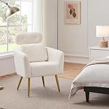 Yaheetech Tub Chair Boucle Armchair with Adjustable Headrest White view 5