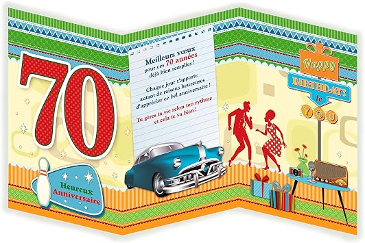 Napravi Rs Afie 8141 A Carte 3 Volets Joyeux Anniversaire 70 Ans Decorations Et Accessoires De Fetes Fournitures De Loisirs Creatifs