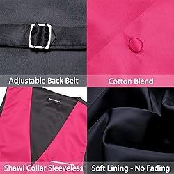 Barry.Wang Mens Hot Pink Formal Suit Vest V-neck