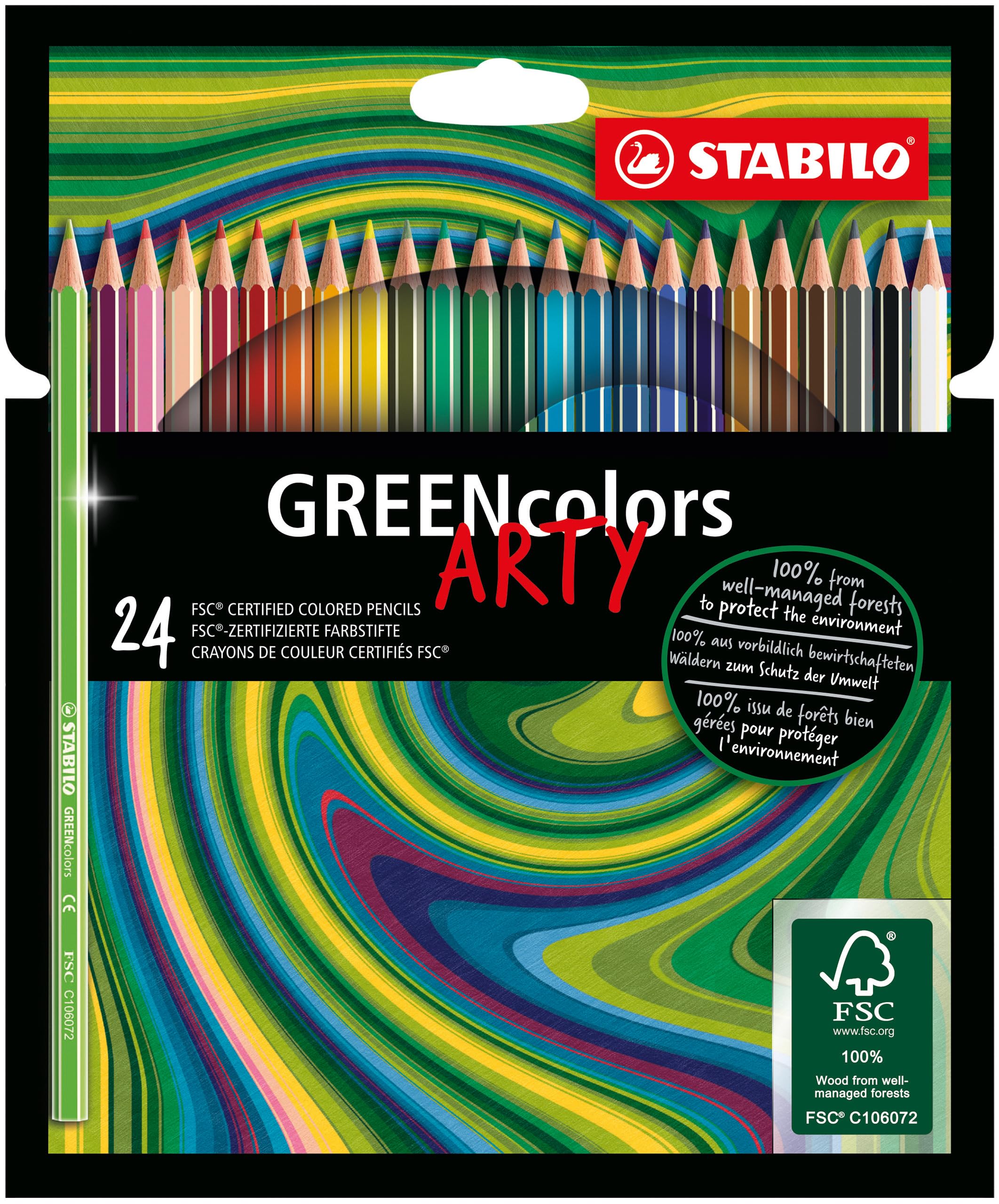 STABILO GREENcolors - FSC Certified Colouring Pencil - ARTY - Pack of 24 - Assorted Colours
