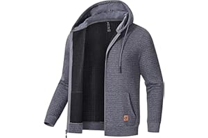 Satankud Men's Jacquard PlaidCloth Lightweight Zipper Hoodie Sweatshirt Jacket