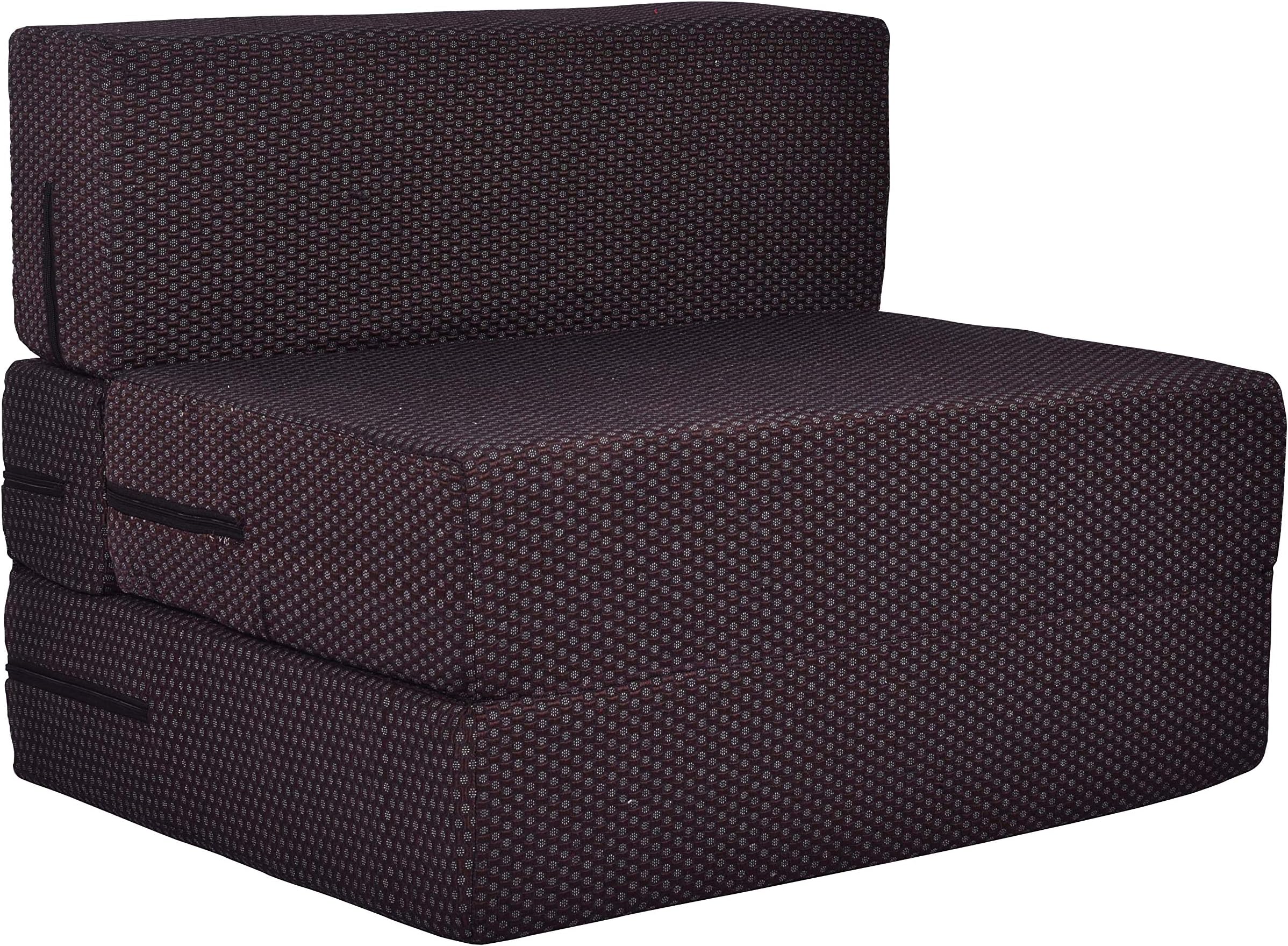 ComfyBean 1 Seater Space Saving Foldable Sofa Cum Bed with Removable Washable Cover (3 X 6 ft, Wine)