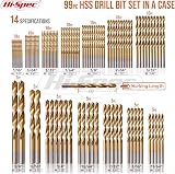 Hi-Spec 99pc HSS Drill Bit Set 1–10mm Titanium Coated Metal Wood Plastic view 2