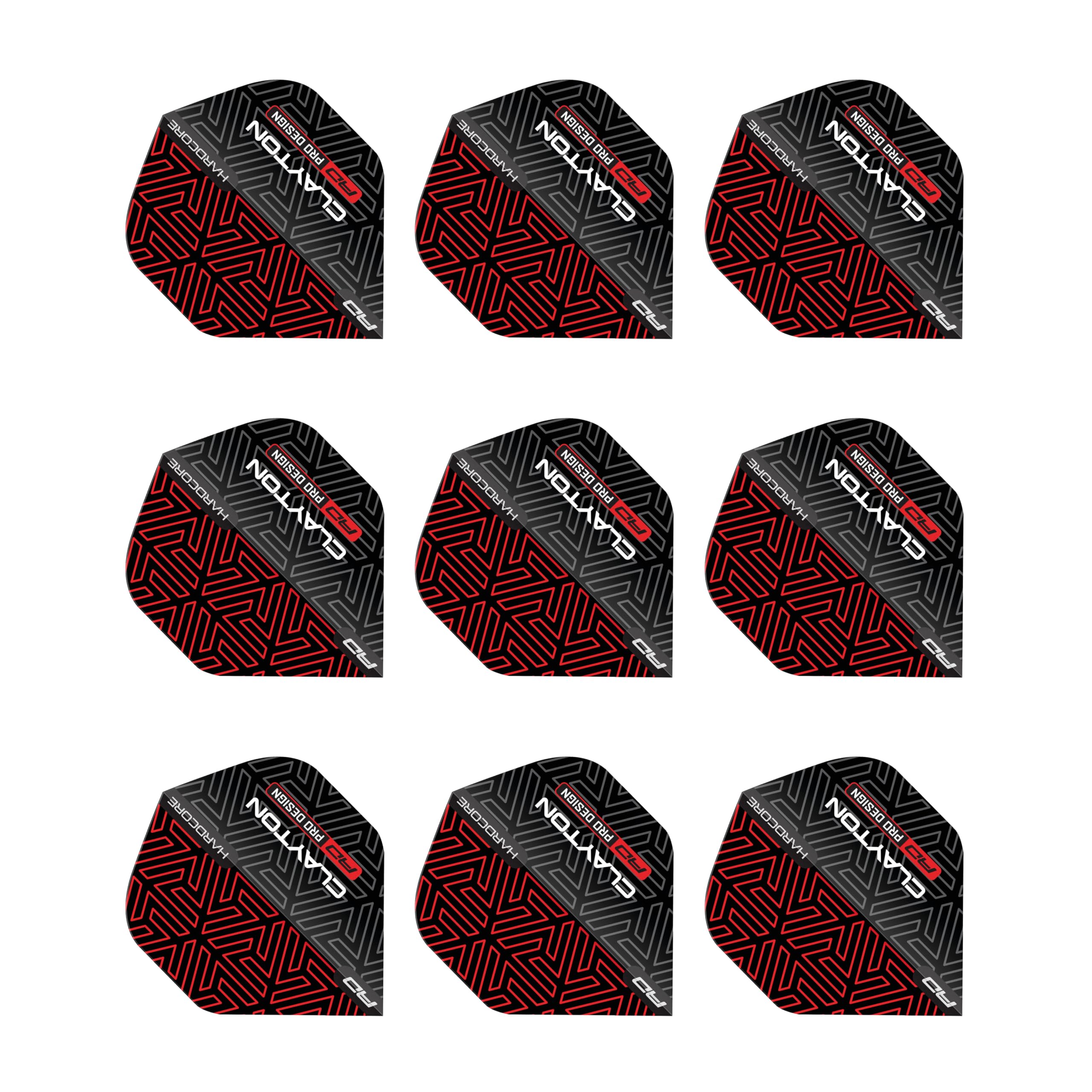 RED DRAGON Jonny Clayton Hardcore Premium Red & Black Dart Flights - 3 Sets Per Pack (9 Dart Flights in total) — image 1