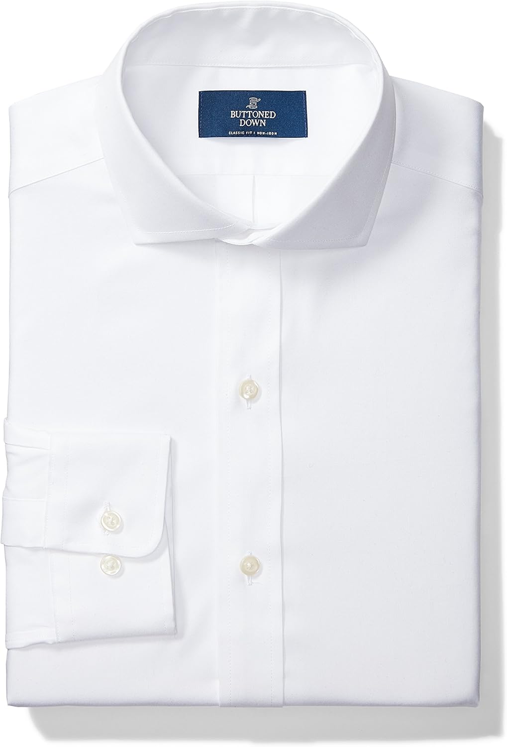  Brand - Buttoned Down Men's Classic Fit Cutaway-Collar Solid Pinpoint Dress Shirt, Supima Cotton Non-Iron: Clothing