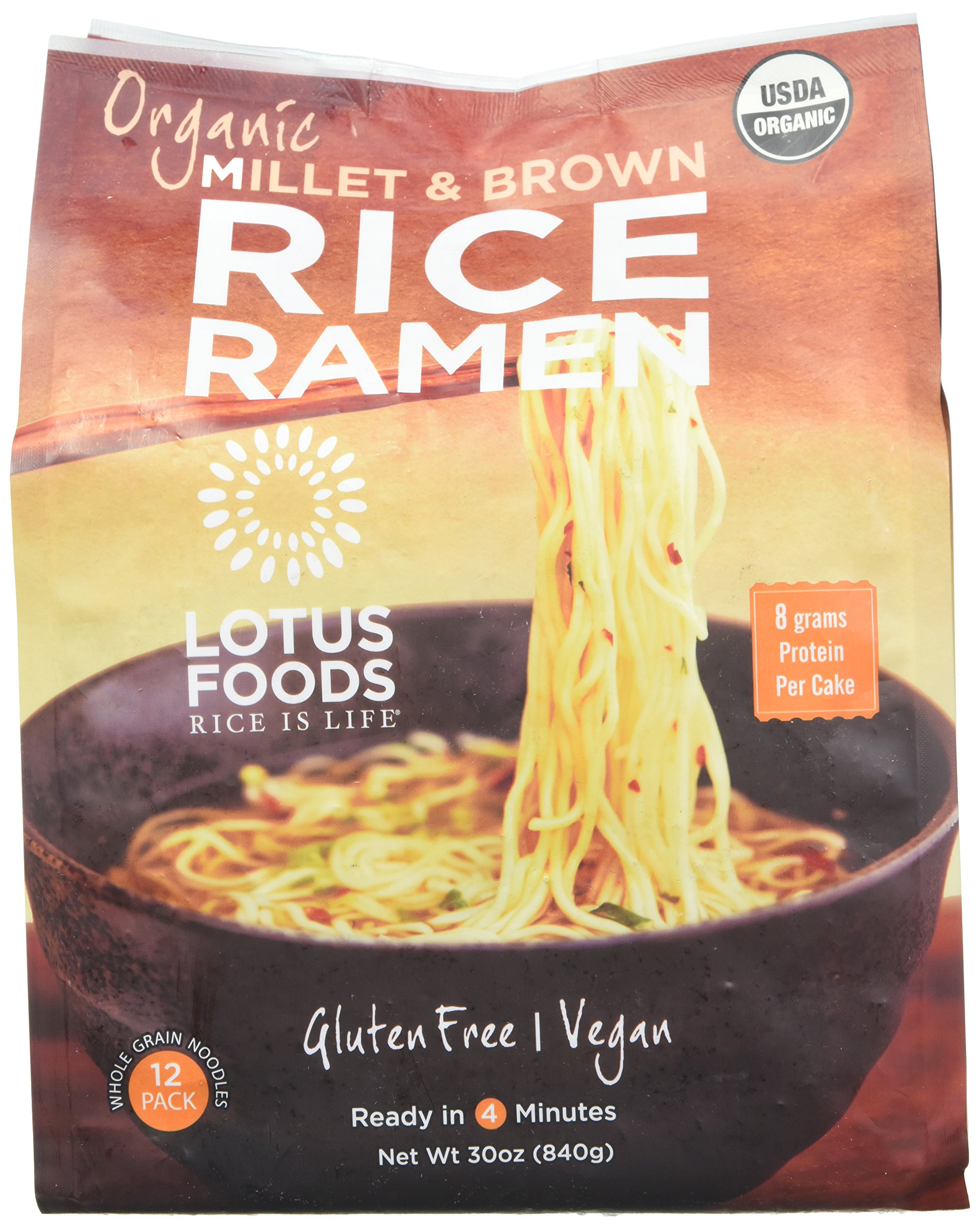 Lotus Foods Gluten Free Rice Vegan Ramen & Miso Soup 3 Flavor 6 Bag