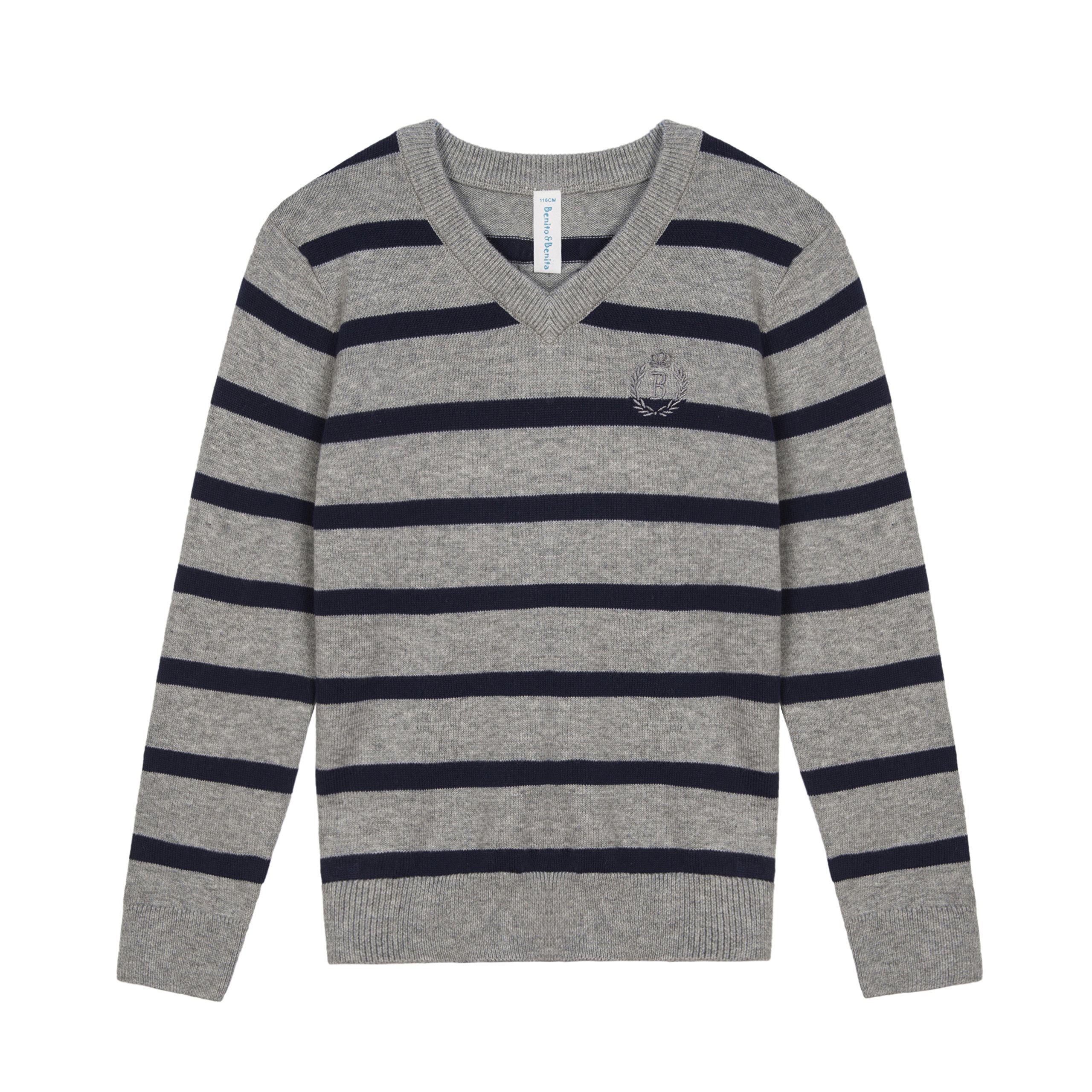 Benito & Benita Pullover Sweater School Boys V-Neck Uniforms With Stripes 3-12Y